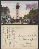 Delcampe - Ceylon 1925 Old Postcard Queen Street Queen's House Entrance Colombo Clock Tower - Sri Lanka (Ceylon)
