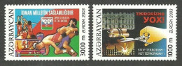 Delcampe - AZERBAIJAN 2003 EUROPA POSTER ART SPORT WRESTLING BOXING STOP TERRORISM SET MNH - Aserbaidschan