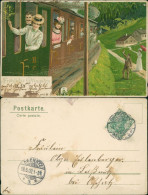 Delcampe - Pfingsten Pentecost Eisenbahnfahrt Künstlerkarte Mailick 1902 Mailick - Pfingsten