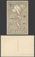 Delcampe - Faroe Islands Føroyar MAP Flag Denmark Fish Wales Torshavn Klaksvig Old Postcard - Dänemark