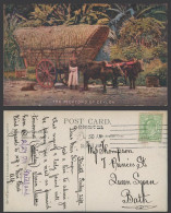 Delcampe - Ceylan GB KE7 1/2d 1911 Old Postcard The Pickford Of Ceylon, Double Bullock Cart - Sri Lanka (Ceylon)