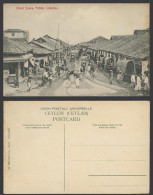 Delcampe - Ceylon Old Postcard Pettah Street Scene Colombo Bullock Carts And Native Houses - Sri Lanka (Ceylon)