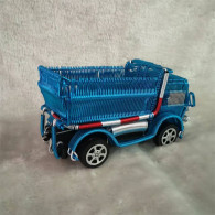 Delcampe - Handmade Aluminium Wire Dump Truck Model, Wire Art Tipper Lorry Sculpture Movable Cargo Box Desktop Decor Gift - LKW, Busse, Baufahrzeuge