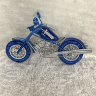 Delcampe - Limited Time Flash Sale Handmade Aluminium Wire Large Motorcycle Model - Dark Blue - Motorfietsen