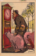 Delcampe - POSTAL ILLUSTRATED POSTCARD ART SIGNED DIDONE HUMOR MAN AND PIG ON SCALES - Humor