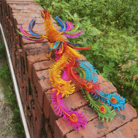 Delcampe - Limited Time Flash Sale 50cm Handmade Aluminium Wire Spreading Wings Phoenix Model Colorful Home Decor - Oriental Art