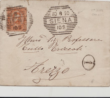 Delcampe - # SIENA: BUSTA VIAGGIATA Per Arezzo  Annullo 30 - 8 - 1890 (I Data Conosciuta) - Siena
