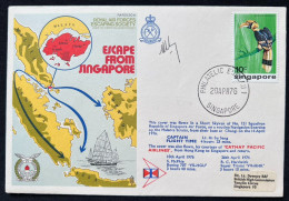 Delcampe - 1976 Singapore Birds Great Hornbill Military Flight Cover - Singapour (1959-...)
