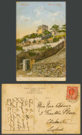 Delcampe - Gibraltar KE7 1d 1909 Old Colour Postcard Moorish Castle Purger & Co. J. Ferrary - Gibraltar