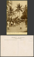 Delcampe - Fiji Old Postcard The Triangle Victoria Parade Suva Street Scene Native Men Palm - Fiji