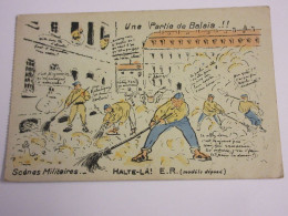 Delcampe - CP CARTE POSTALE HUMOUR SCENES MILITAIRES Une PARTIE De BALAIS !! - Vierge - Humour
