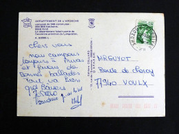 Delcampe - PRIVAS RP - ARDECHE - CACHET ROND MANUEL SUR SABINE - MULTIVUES ET CARTE DU DEPARTEMENT - Manual Postmarks