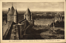 Delcampe - CPA Carcassonne Le Cite Interieur Des Remparts Emplacement Du Theatre - Carcassonne