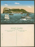 Delcampe - Gibraltar Old Postcard The Rock From The West, Schooner Steamer Steam Ship Boats - Gibraltar