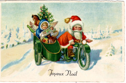 Delcampe - SANTA CLAUS PERE NOEL CARTE JOYEUX NOEL MOTO ENFANT JOUET - Santa Claus
