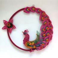 Delcampe - Limited Time Flash Sale Handmade Aluminium Wire Phoenix Wall Hanging Peacock Home Wall Decor Ornament-Pink - Oriental Art