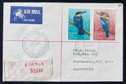 Delcampe - 1982 Papua New Guinea Kingfishers Registered Cover To Australia - Papua-Neuguinea
