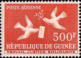 Delcampe - Guinee (Rep) Avion N** Yv:  8 Mi:30 Deux Colombes - Pigeons & Columbiformes