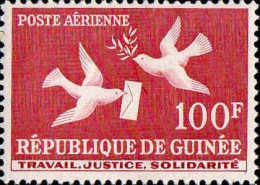 Delcampe - Guinee (Rep) Avion N** Yv:  6 Mi:28 Deux Colombes - Pigeons & Columbiformes