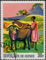 Delcampe - Guinee (Rep) Poste Obl Yv: 358 Mi:483 Lan L'enfant-bufle (TB Cachet Rond) - Vacas
