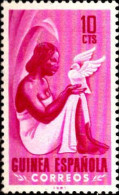 Delcampe - Guinee Espagnole Poste N** Yv:347 Mi:291 Femme Tenant Une Colombe - Pigeons & Columbiformes