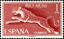Delcampe - Rio Muni Poste N** Yv:52 Mi:52 Panthera Pardus Dents Un Peu Courtes En Haut - Rio Muni