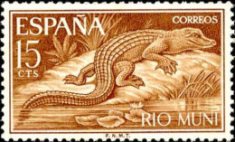 Delcampe - Rio Muni Poste N** Yv:48 Mi:48 Crocodille Osteolaemus Tetraspis Dents Un Peu Courtes En Haut - Rio Muni