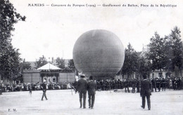 Delcampe - 72 - Mamers - Concours De Pompes 1909 - Gonflement Du Ballon, Place De La République - Mamers