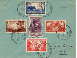 Delcampe - SURTAXE N° 454 A 457 LETRE HOROPLAN RIBERMONT 1.5.1940 AISNE 1ER JOUR DES TIMBRES - ....-1949