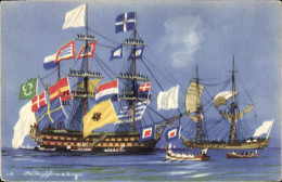 Delcampe - CPA Bateau Guerre Vaisseaux Le Tir En Enfilade Haffner - Velieri