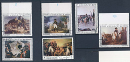Delcampe - 6 Timbres Oblitérés Cuba Et Ras Al Khaima XVI-8 NAPOLEON BONAPARTE Sa Vie Vue Par Les Artistes Peintres - Napoléon