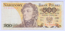 Delcampe - 1982 Poland 500 Zlotych 0592675 Paper Banknote Money Currency - Pologne