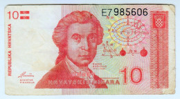 Delcampe - 1991 Croatia 10 Hrvatskih Dinara 985606 Paper Banknote Money Currency - Croatie