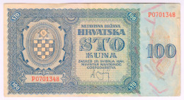 Delcampe - 1941 Croatia NDH 100 Kuna 0701348 Paper Banknote Money Currency - Croatie
