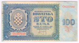 Delcampe - 1941 Croatia NDH 100 Kuna 4357440 Paper Banknote Money Currency - Croatie