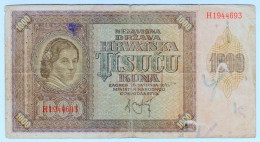 Delcampe - 1941 Croatia NDH 1000 Kuna 1944693 Paper Banknote Money Currency - Croatie