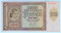 Delcampe - 1941 Croatia NDH 1000 Kuna 1313265 Paper Banknote Money Currency - Croatie