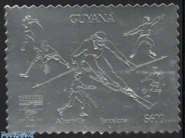 Delcampe - Guyana 1992 Genova 92, Sports 1v, Silver, Mint NH, Sport - Baseball - Fencing - Football - Ice Hockey - Skating - Skii.. - Baseball