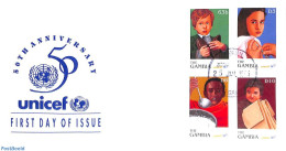 Delcampe - Gambia 1996 50 Years UNICEF 4v, First Day Cover, Health - History - Food & Drink - Health - Unicef - Ernährung