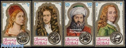Delcampe - Dubai 1971 Famous Persons 4v, Mint NH, Science - Physicians - Art - Dürer, Albrecht - Authors - Self Portraits - Physik