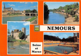 Delcampe - NEMOURS L Eglise Le Pont Bords Du Loing Le Chateau La Piscine 9(scan Recto-verso) MA1470 - Nemours