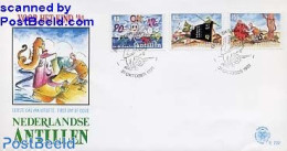 Delcampe - Netherlands Antilles 1991 Child Welfare FDC, First Day Cover, Nature - Science - Turtles - Education - Art - Clocks - Uhrmacherei