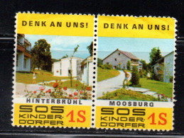 Delcampe - Österreich, SOS Kinderdorf,  2 Spendenmarken Zu Je 1ös (20389E) - Fantasie Vignetten