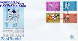 Delcampe - Netherlands Antilles 1982 Sports FDC, First Day Cover, Sport - Cycling - Fencing - Football - Judo - Sport (other And .. - Radsport