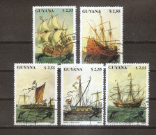 Delcampe - GUYANA Sailing Ships - Set Of 5 - Scott 2353-57 CTO - Guyane (1966-...)