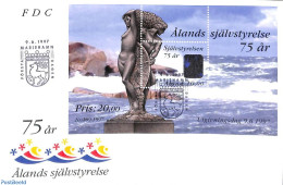 Delcampe - Aland 1997 Self Government S/s, First Day Cover, Various - Holograms - Art - Sculpture - Hologrammes