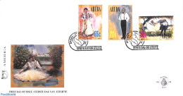 Delcampe - Aruba 1996 UPAEP 3v, First Day Cover, Performance Art - Various - Dance & Ballet - U.P.A.E. - Costumes - Danse