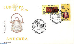 Delcampe - Andorra, Spanish Post 1976 Europa CEPT, Handicrafts 2v, First Day Cover, History - Europa (cept) - Art - Art & Antique.. - Briefe U. Dokumente