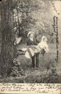Delcampe - Fantaisie - Playful Couple In Love (carte Hongroise Hungary Hongrie) - CPA - Couples