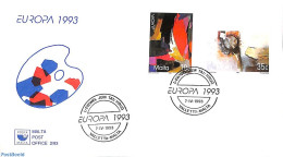 Delcampe - Malta 1993 Europa, Modern Art 2v, First Day Cover, History - Europa (cept) - Art - Modern Art (1850-present) - Malta